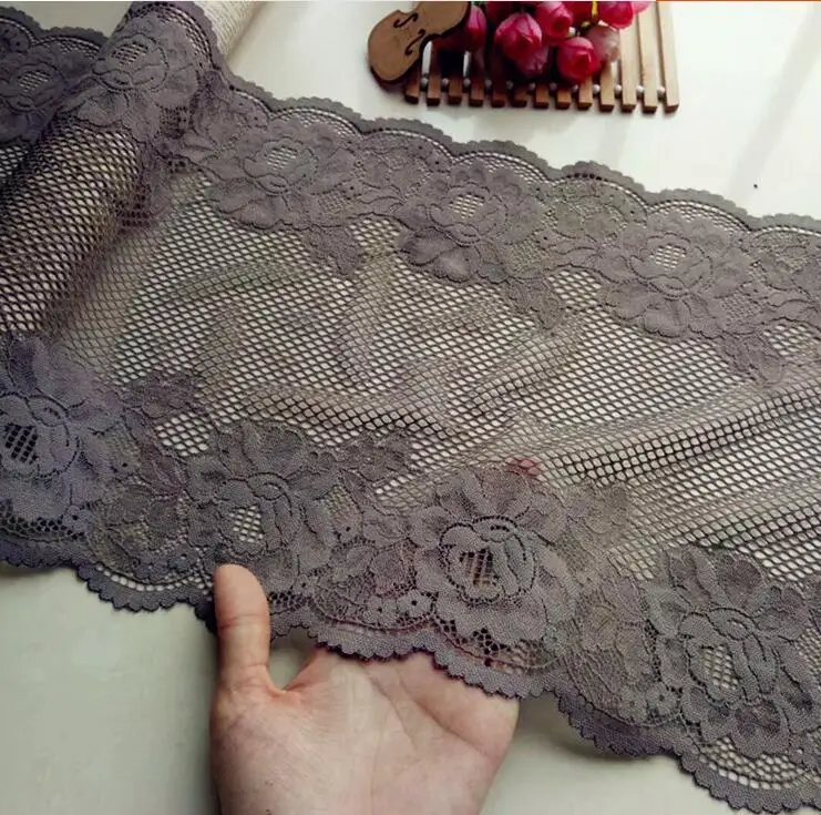 

1 Meter Luxury Elastic Lace Ribbon Coffee Color Stretch Lace Trimming Underwear Garter DIY Sewing Craft Accessories 27cm