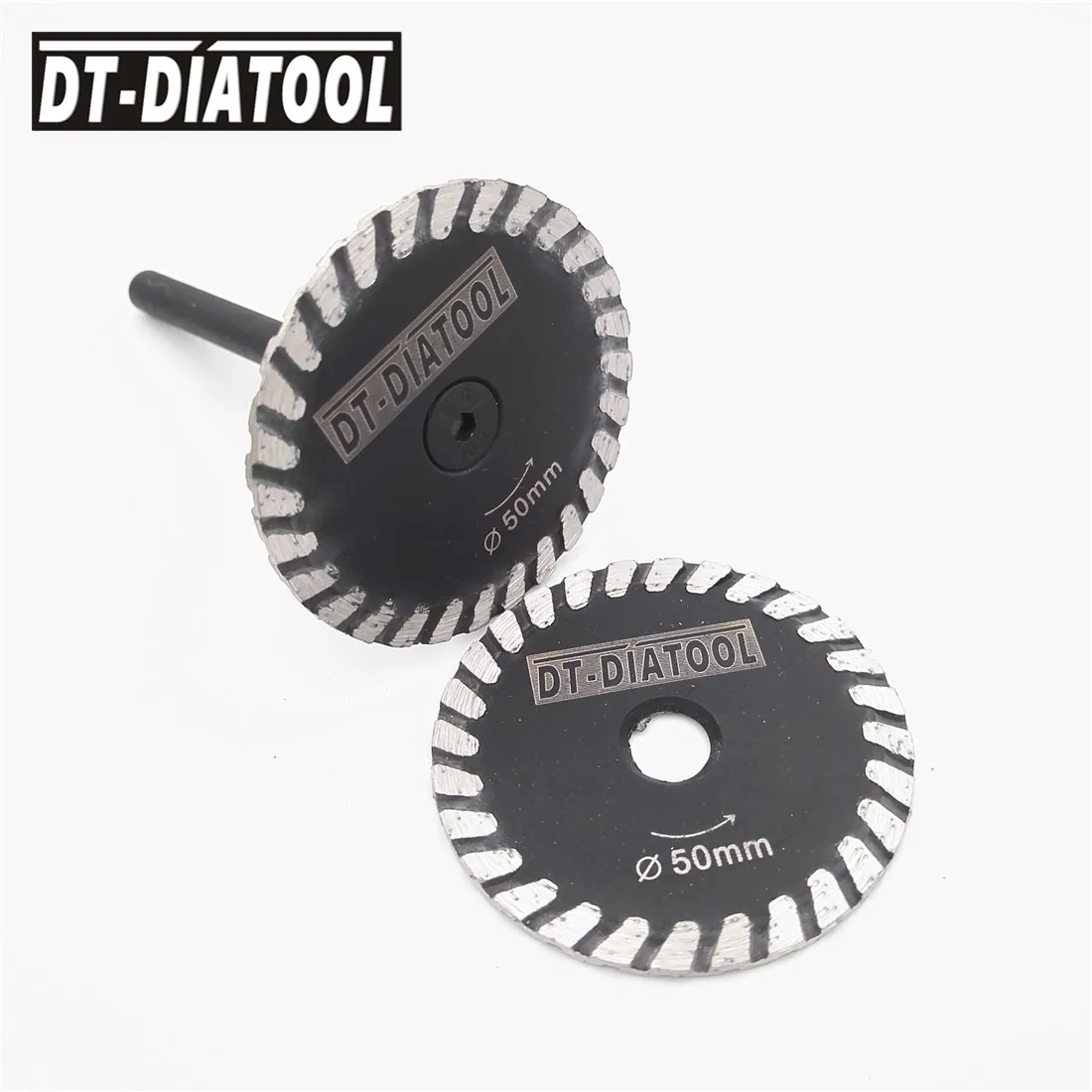 DT-DIATOOL 2pcs mini diamond saw blade removable 6mm shank Turbo cutting disc for granite marble stone concrete