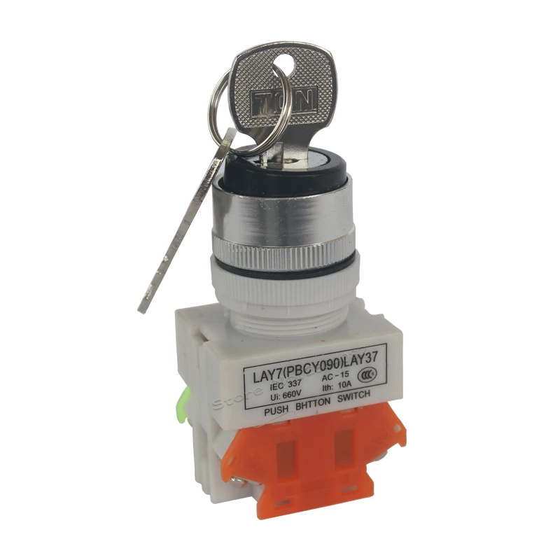 

22mm key lock momentary selector push button switch 1NO1NC self reset spring return rotary switch 2 position Y090-11Y/22 switch