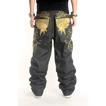 

2018 New Men's Classic Jeans Straight Full Length Casual Men Embroidery Jeans Hip Hop Jeans Men Loose Trouser Skateboard Pants