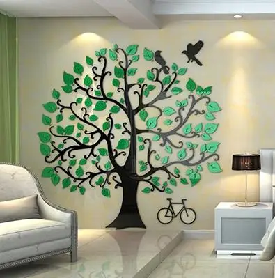 Акриловые 3D наклейки на стену с большим деревом для гостиной, спальни, входа, фона, наклейки на стену, современные настенные наклейки для детской комнаты - Цвет: A