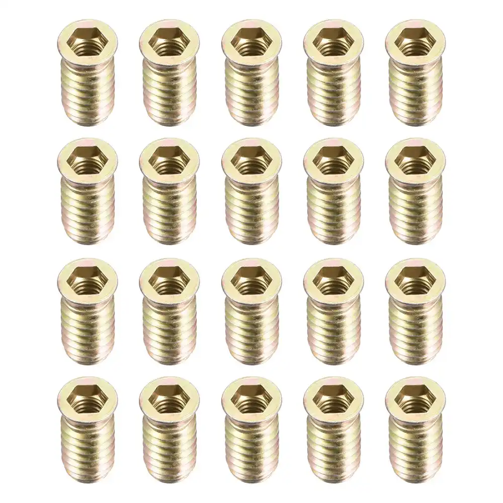 50Pcs M4 M5 M6 Zinc Hex Drive Head Screw Insert Nut Threaded For Wood.GUDE