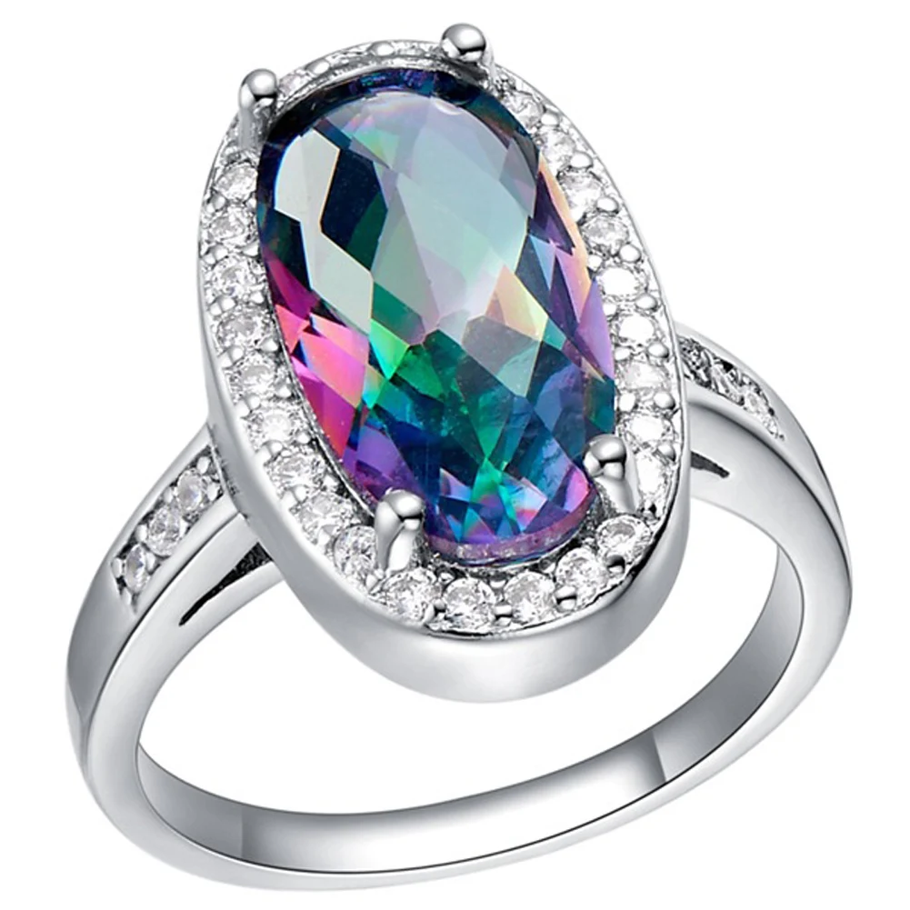 New Arrival Gradient Bright Color Austrian Crystal Ring Seven Color