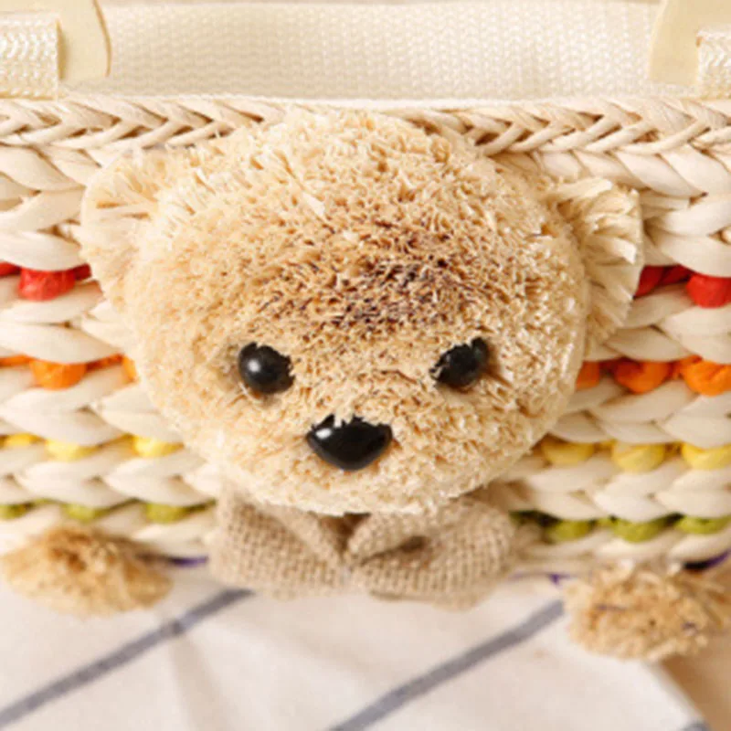Women Beach Handbag Summer INS Popular Female Straw Bags Casual Lady Mini Fashion Bear Handle Bag Travel Knitted Bolsa SS3174 (7)
