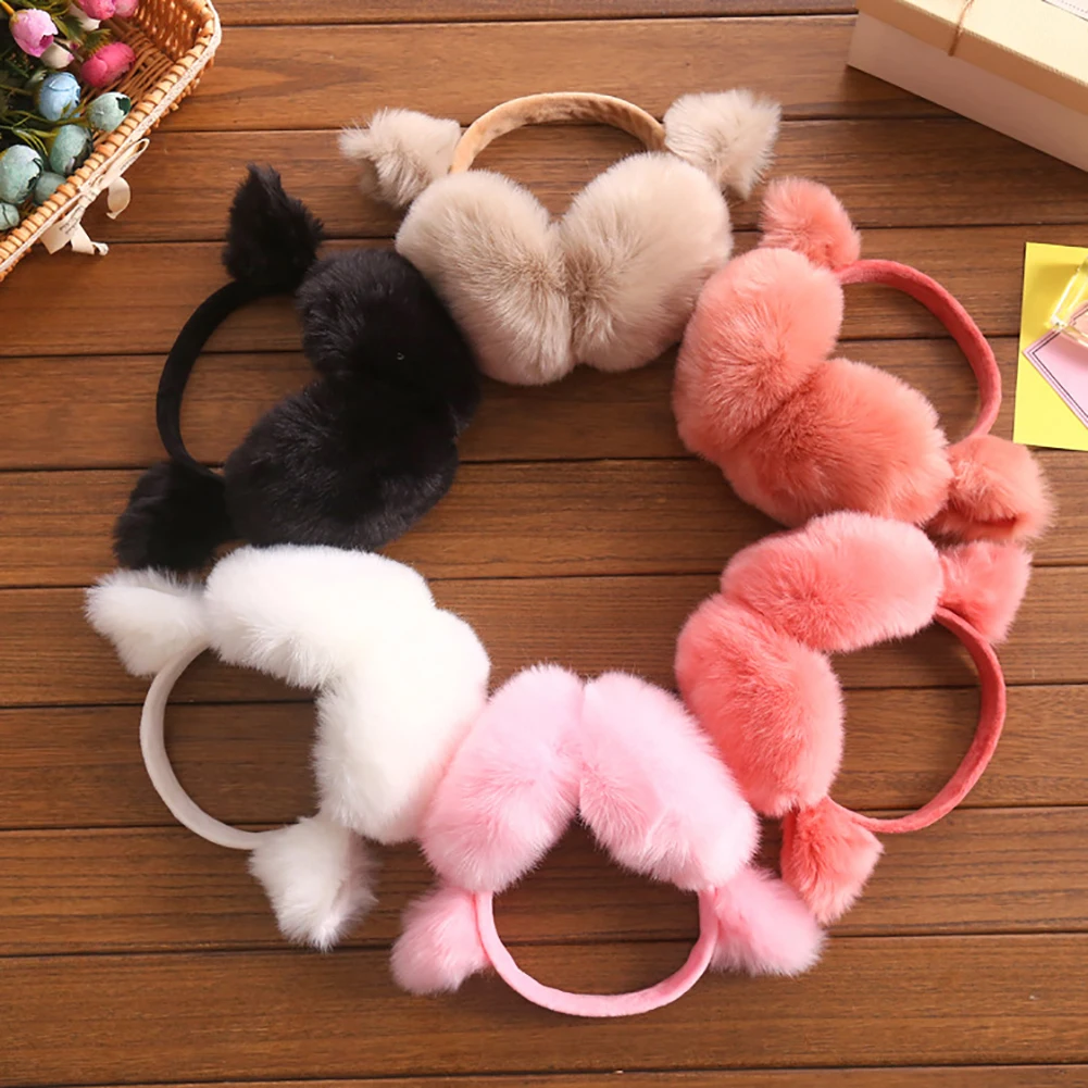 Women Cute Ear Cover Plush Soft Winter Warm Folding Earmuffs Earwarmers