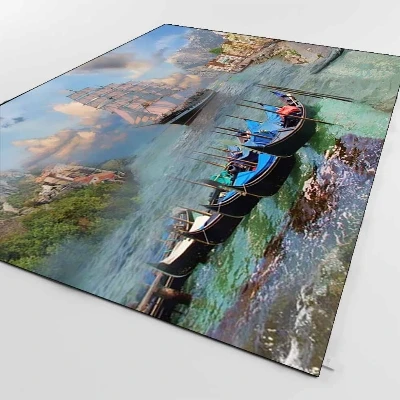 Else Sea Side пейзаж вид сандалии Лодка 3d принт Нескользящая микрофибра Гостиная Декоративные Современные моющийся коврик