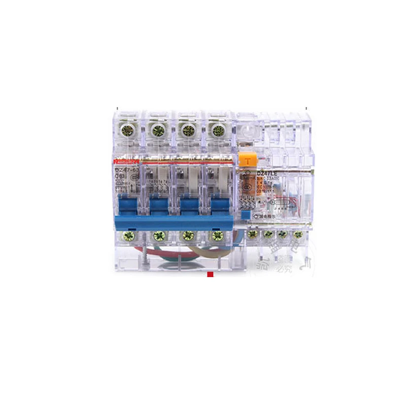 DZ47LE-63 защита от перегрузки ELCB прерыватель цепи при утечке на землю с прозрачным
