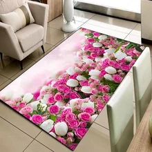 Else розовый белый тюльпаны розы садовые цветы 3d принт нескользящие микрофибры гостиной декоративные современные моющиеся области коврик
