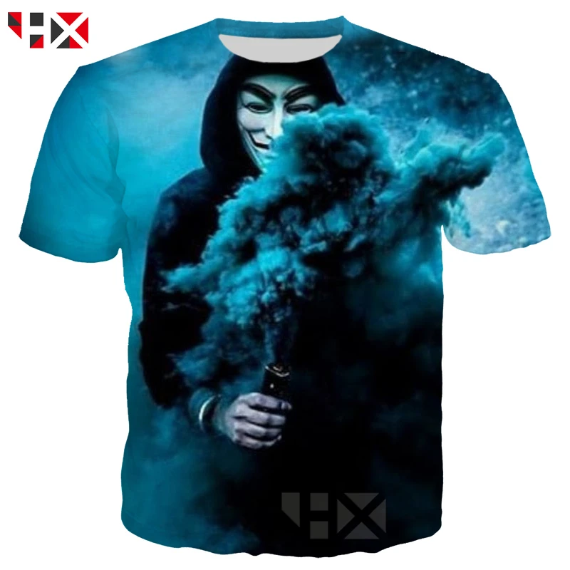 

HX Summer New 3D Print V for Vendetta Smog Hacker Mask T Shirt/Sweatshirt/Hoodie Unisex Harajuku Style Hot Sale Tops A265