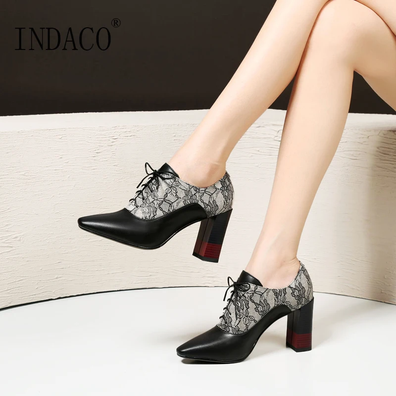 

Autumn Leather Ankle Boots Printed Flowers High Heel Shoes 8cm Women Dress Shoes Botas Mujer