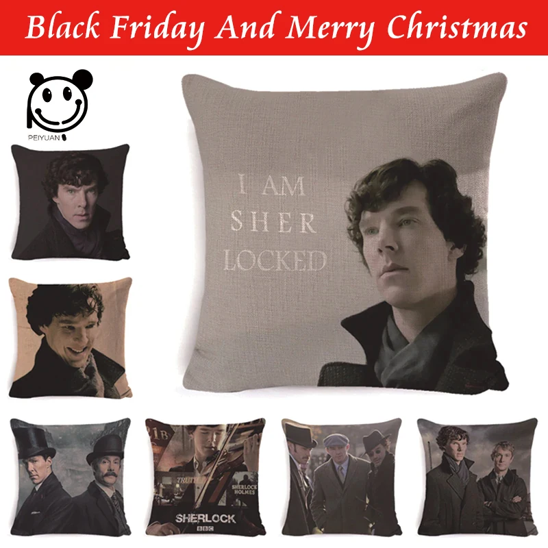 

PEIYUAN Sherlock Holmes 3D Printed 45x45cm Car Sofa Cushion Cover Polyester Linen Home Decor for Decorative Cojines Pillow Case