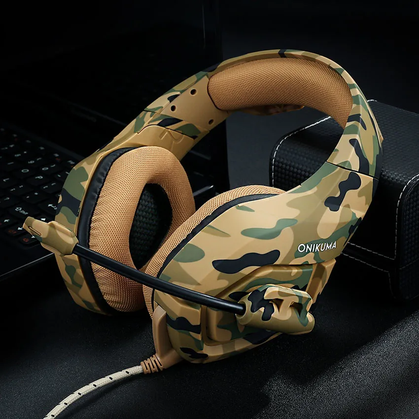 ONIKUMA K1 Casque камуфляжная PS4 гарнитура с микрофоном Стерео Игровые наушники для