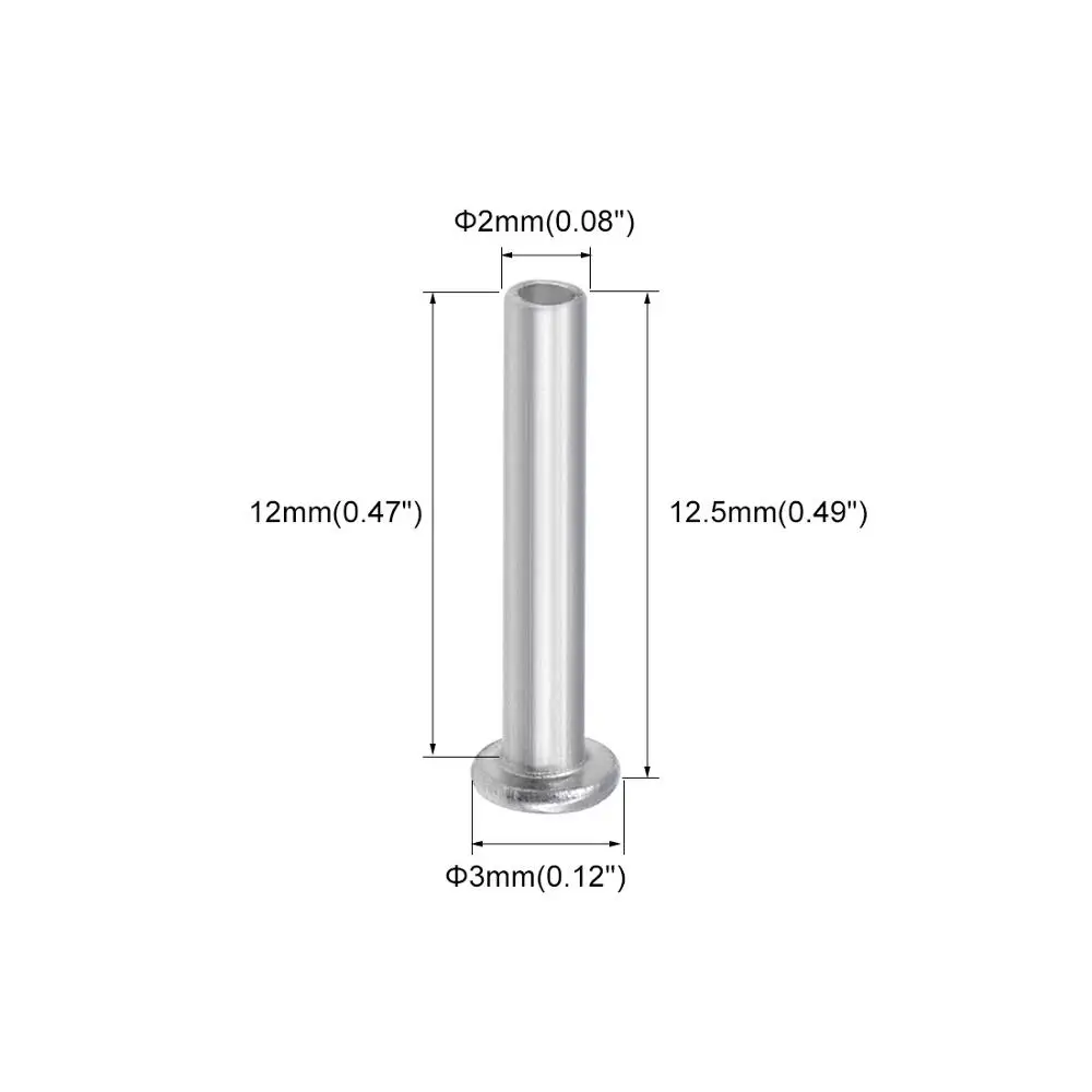 UXCELL 100 шт алюминиевые плоские головки полутрубчатые заклепки M2x12/M2.5x4/M2.5x10/M3x6/M3x9/M4x12/M4x20/M5x12/M6x12mm серебристые заклепки