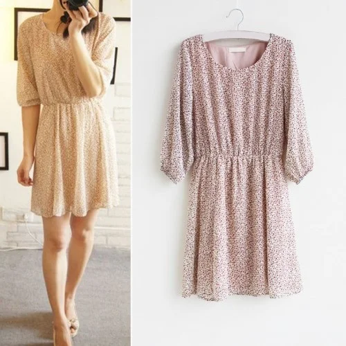 

Light Chiffon Mini Floral Printed Sweet Short Female Fit Dress