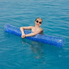 Голографический Блестящий гигантский супер лапша Золотой Розовый Блестящий надувной матрас для бассейна плавательный круг пляжный матрац, HA110