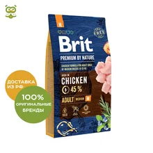 Корм Brit Premium by Nature Adult M для взрослых собак средних пород, Курица, 8 кг