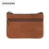 GENODERN Vintage Crazy Horse Leather Men's Coin Purse Genuine Leather Zipper Coin Wallet Retro Key Holder Small Money Bag ► Photo 2/6