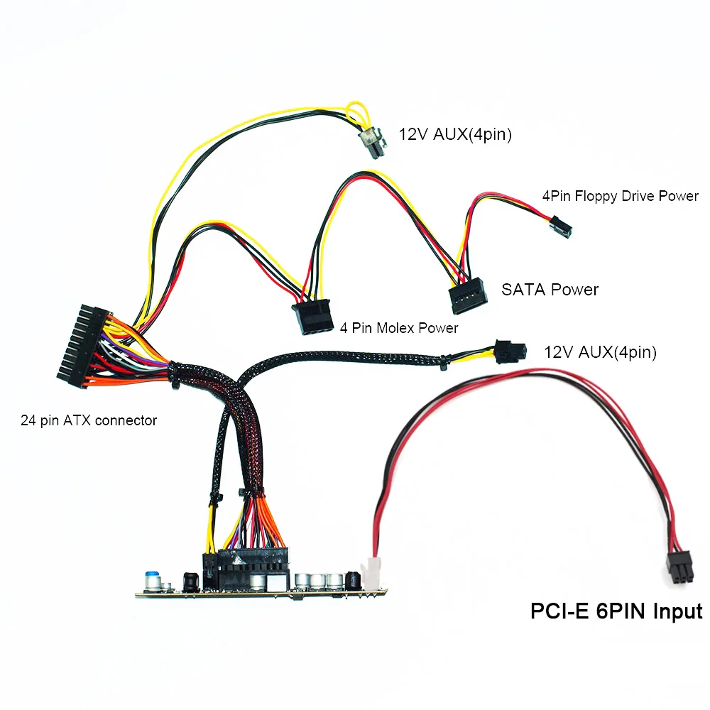 PCI E 6pin 300 Вт вход DC ATX 24pin модуль питания Swithc Pico PSU авто мини ITX высокой для