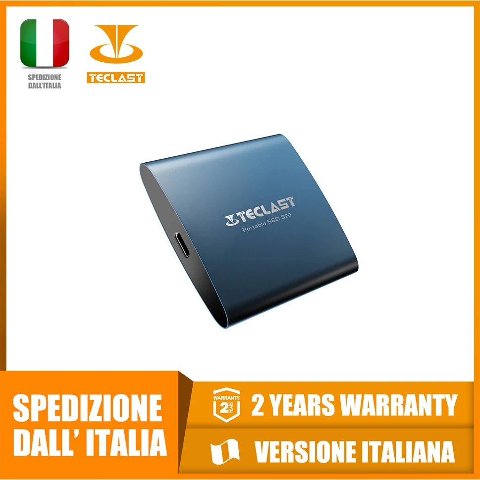 Teclast S20 внешний SSD USB3.1 128 GB/256 GB/512 GB быстрое чтение и запись, быстрая доставка из Италии Teclast S20 внешний SSD USB3.1 128 GB/256 GB/512 GB быстрое чтение и запись, быстрая доставка из Италии