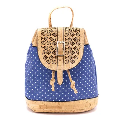 Корковый синий текстильный рюкзак для девочек, повседневный текстильный рюкзак с лазерной обработкой, Женский школьный мини-рюкзак, пробковая открытая сумка, OY-005 - Цвет: OY-005-B
