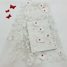 

2018 French lace fabric white wedding Dress high quality african tulle lace fabric 3d applique tulle lace fabric A1006-1