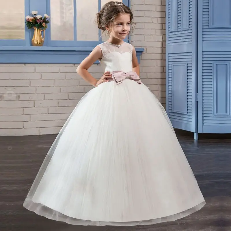 

Children Clothing Kids Girls Exquisite First Holy Communion White Tulle Dresses Girls Party Long Prom Gowns dresses for Girls