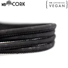 10meter cork cord Black Portuguese cork  color 5mm 3mm,  original, wood, soft, natural eco friendly materials COR 002 5/3