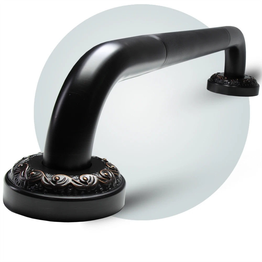 Bathroom Bathtub Grab Bar, 45cm Length Shower Handrail, Home Care Support, Classic Black, Solid Brass Material