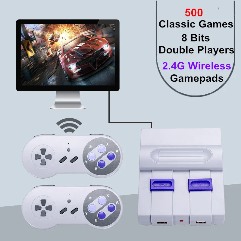 

Portable TV Video Game Console Dual 2.4G Wireless Game Controller Retro Game Player Built-in 500 Classic Games