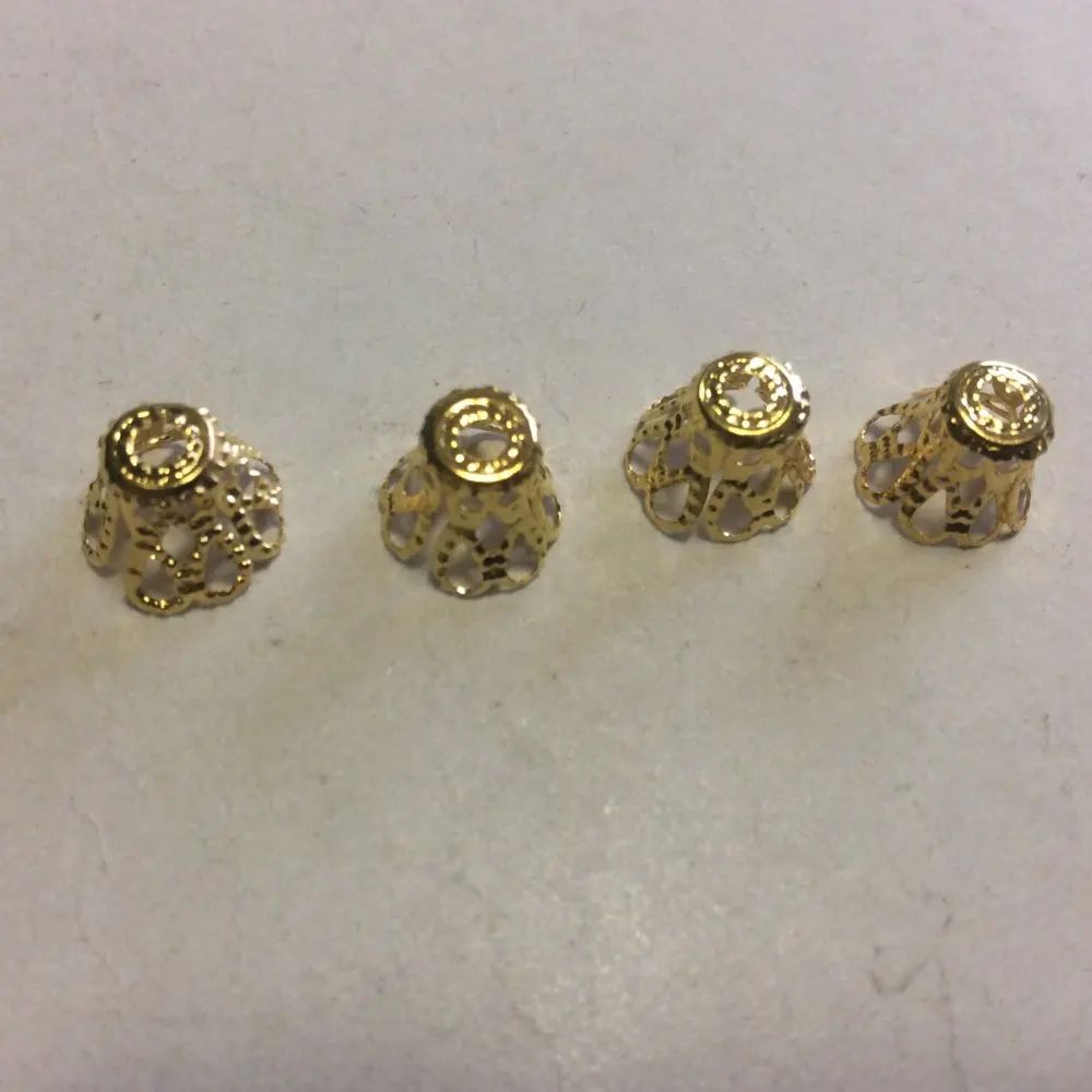 260 Pcs Gold Plated Ornate Filigree Bell Bead Caps 7mm
