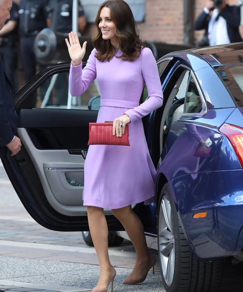 Lana Larga Princesa Púrpura Manga Plisado Middle Nuevo Kate Mujeres Otoño Vestido 2018 qza01x