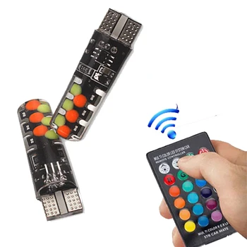 

2pcs LED car and motorcycle T10 colorful remote control RGB display lamp, silica gel lamp, W5W light lamp, interlock new style
