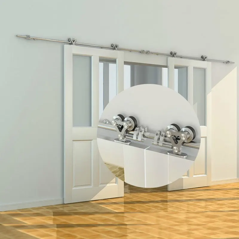 

10ft Quiet Glide Stainless Steel Top Mount Dual Wheel Sliding Barn Door Hardware Kits
