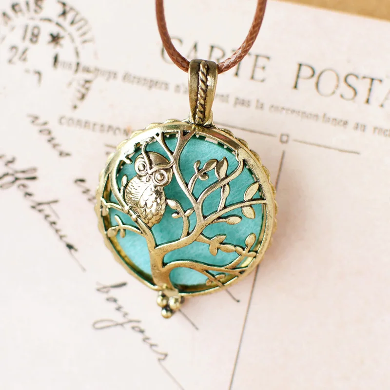 

Miage Retro Bronze Hollow Opened Owl Bird Sachet Phase Box Pendant Locket Nceklace Women Fashion Charm Accessories Jewelry
