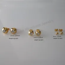 Минимальный заказ 10$/-желтое золото GP твердая заполненная латунная шпилька высокий Сверкающий Прозрачный Циркон Камень половина шар 0,3" /0,47" серьги