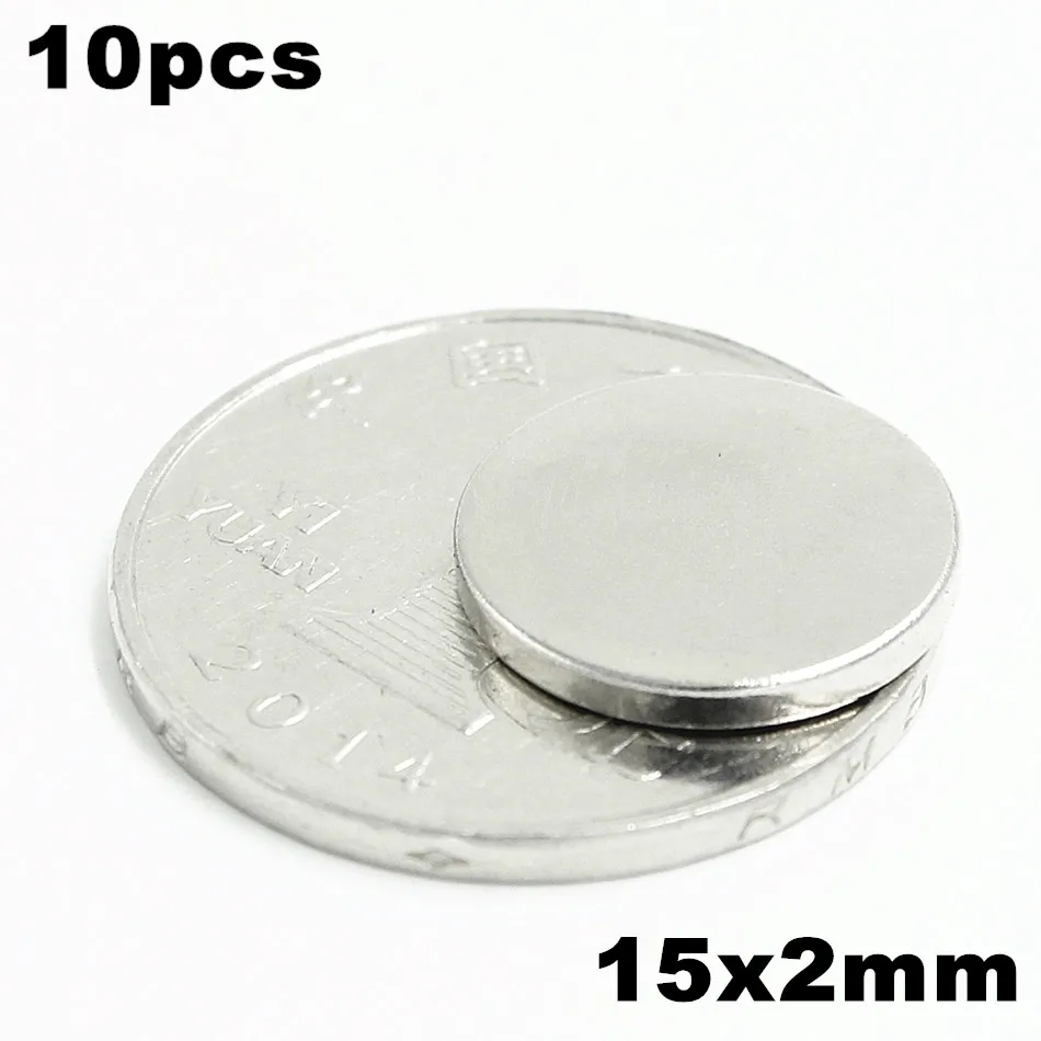 

10pcs 15x2mm Super Powerful Strong Bulk Small Round NdFeB Neodymium Disc Magnets Dia 15mm x 2mm N35 Rare Earth NdFeB Magnet