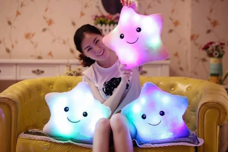 Colorful Flashing Creative Luminous Stuffed Plush Glowing Pillow star shape LED Toys  (6)