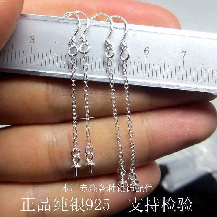 S925 Silver Findings Line Earring Hook Ear Wire For Beads end pin DIY female earring jewelry accessories 2pairs J1063 | Украшения и