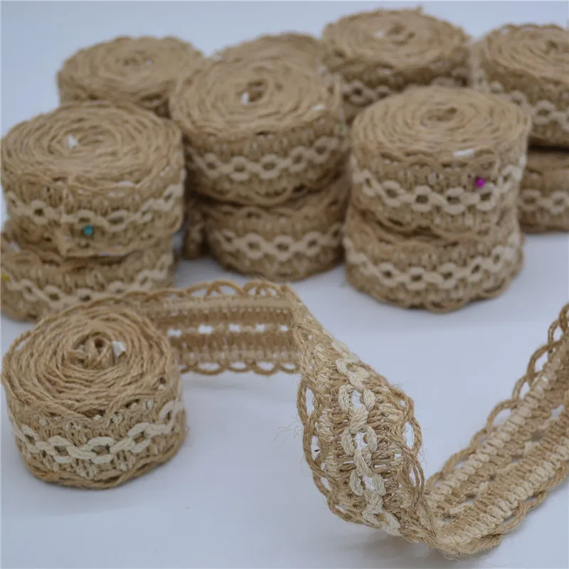 2 м шириной 4 см лента из мешковины Craft природные Гессе шпагат полые цветок