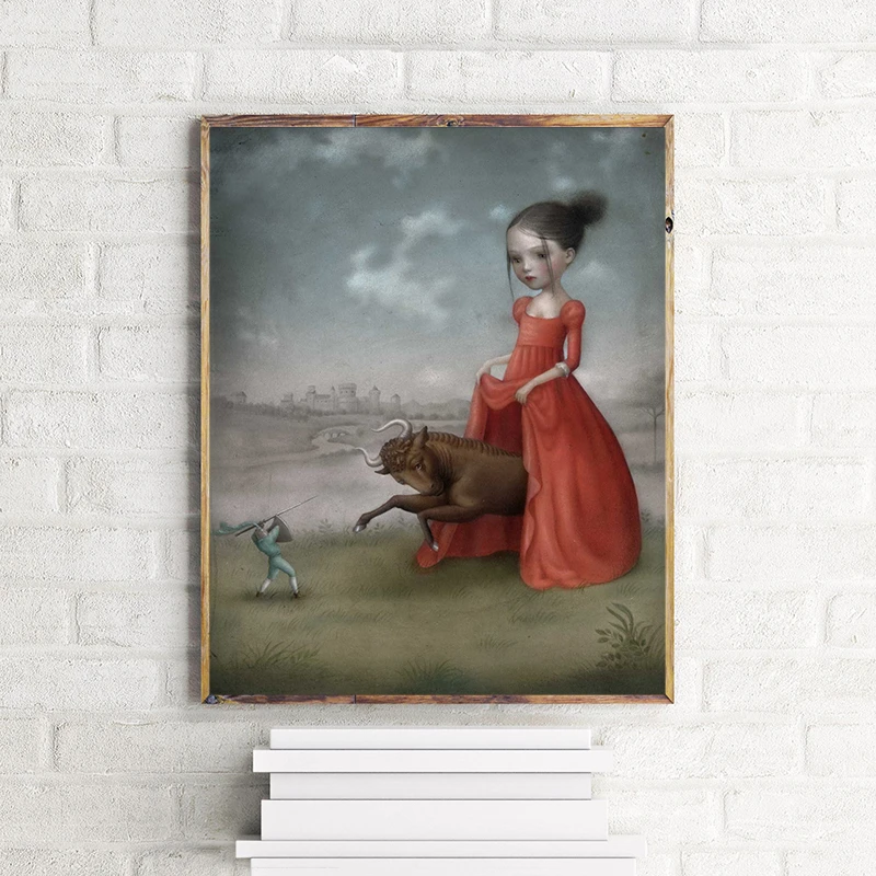 

The Girl And Cow By Mark Ryden Art canvas Prints Painting Wall Pictures For Modern Bedroom Home Decor Accessories Artwork