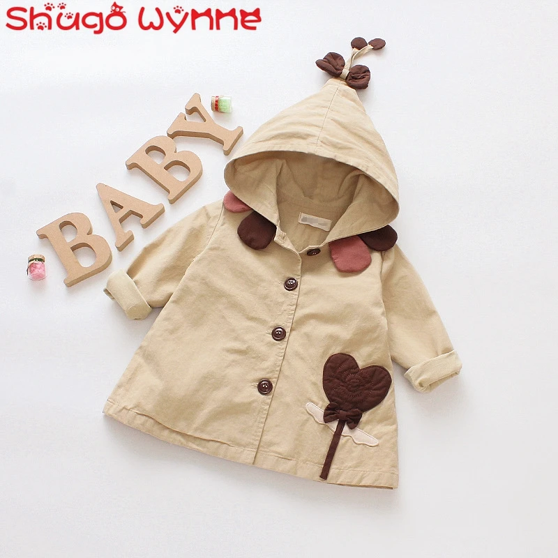 Коллекция года, осенняя хлопковая Детская куртка с капюшоном и длинными рукавами и бантом, пальто Детская верхняя одежда плащ для девочек roupas de bebe casaco