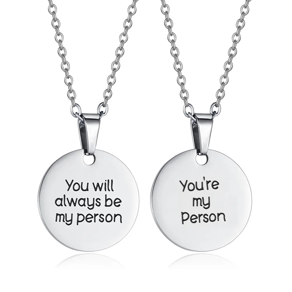 

Stainless steel "you will be always be my person " love couple necklace