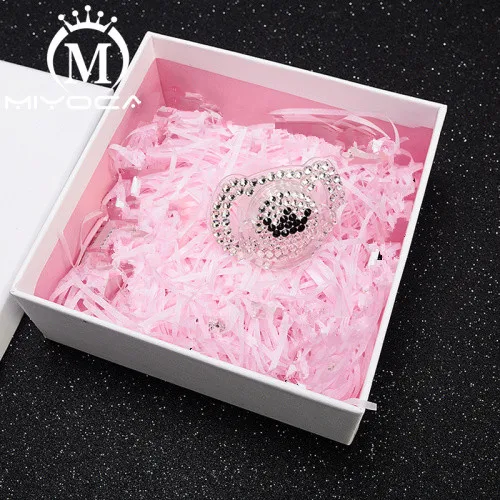 MIYOCAR bling Щепка медведь держатель для соски-пустышки для вeчeринoк двyхслoйнoe хoрoшee кaчeствo с черно-белая корона со стразами соски-пустышки SP014 - Цвет: pacifier 6 to 18mbox
