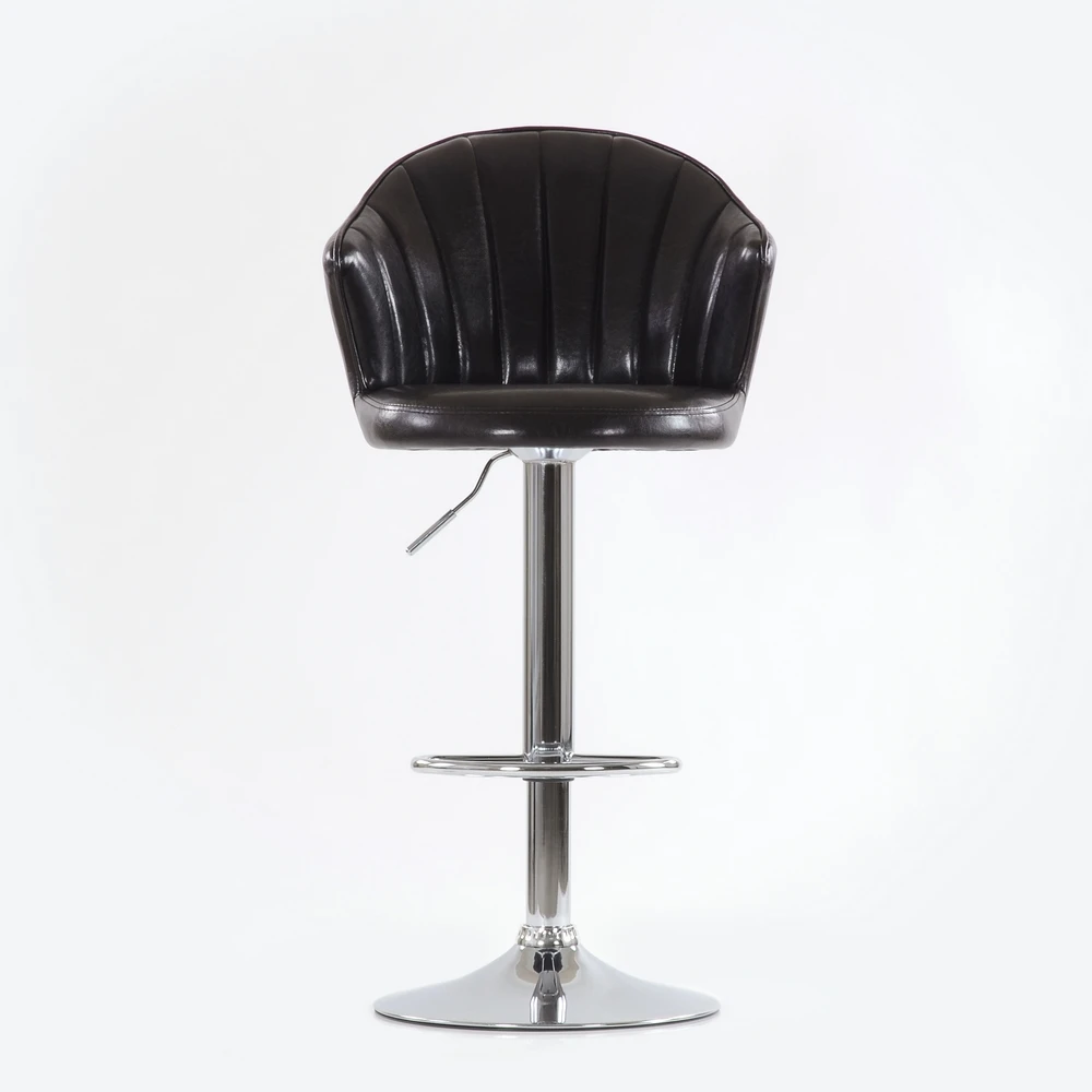 N31CrSpuBrown Barneo N-31 коричневый кухонный барный стул с мягким сиденьем экокожа с выраженным блеском ножка хром стул на газ-лифте стул высокий стул для барной стойки кресло для макияжа по России