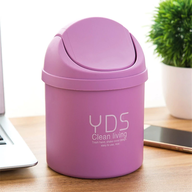 

1407 small desktop trash Mini creative with cover household kitchen living room bedroom on the table of the garbage barrel