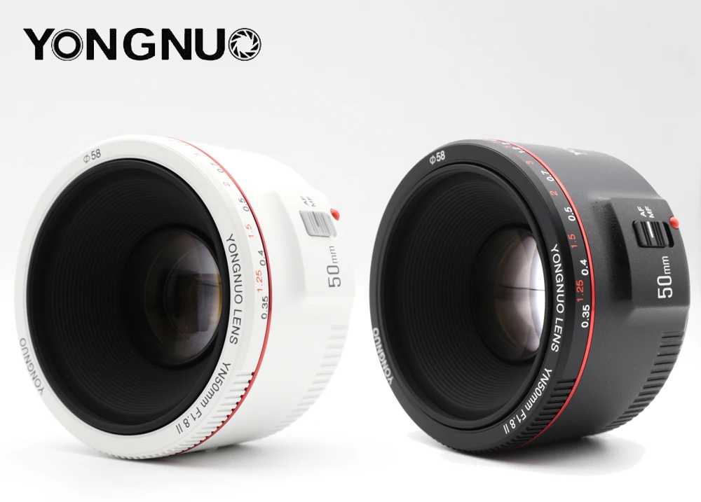 Объектив YONGNUO YN50mm F1.8 II с большой апертурой и автофокусом белый для Canon с эффектом боке объектив камеры EOS 70D 5D II 5D3 600D DSLR