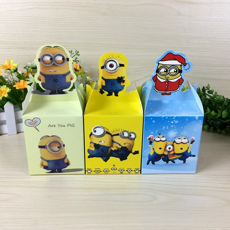 10 X мультяшная коробка для конфет с миньонами детская Подарочная коробка для дня рождения Doraemon Рождественская коробка для яблок