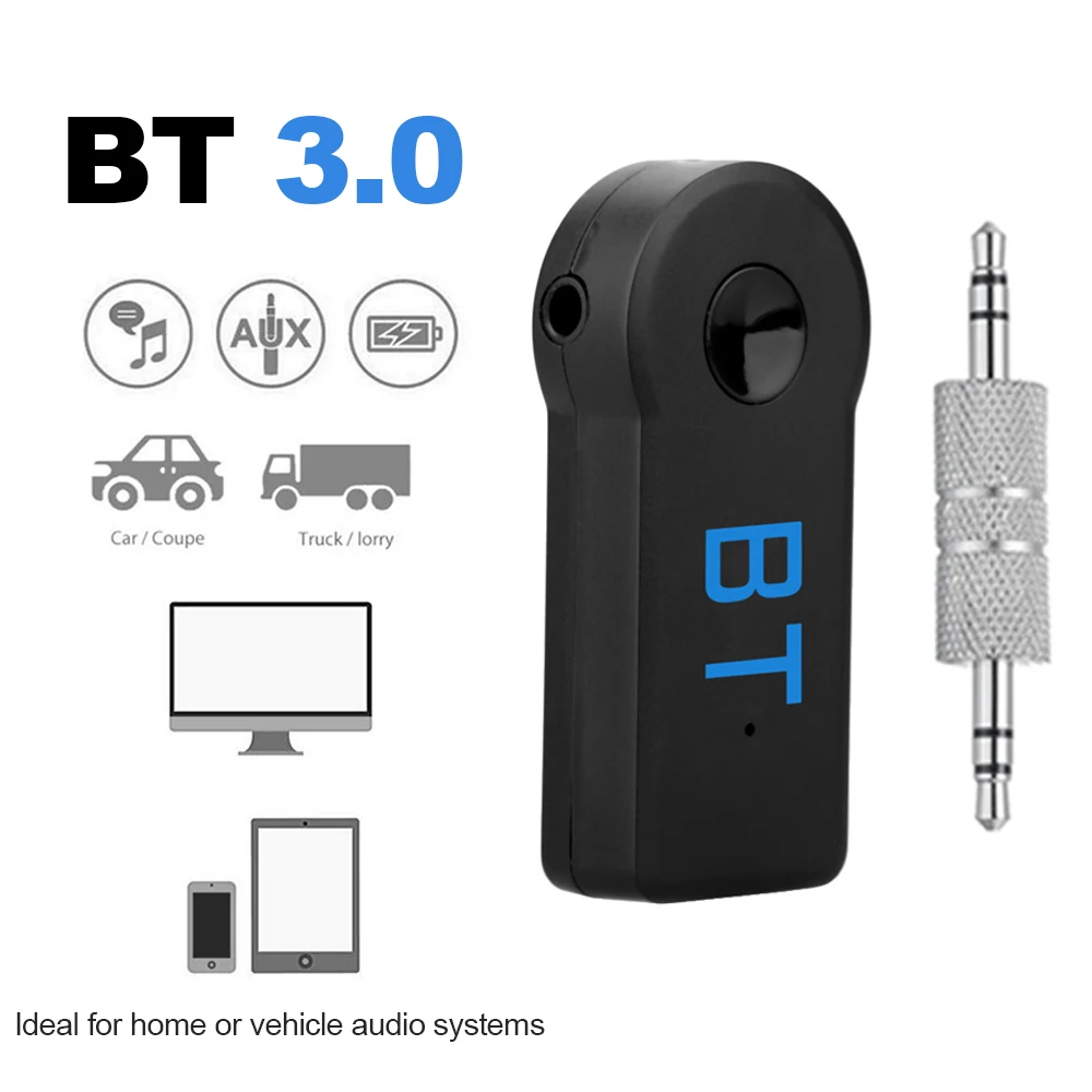 Автомобильный портативный мини Bluetooth беспроводной стерео адаптер аудио музыкальный ресивер с микрофоном 3,5 мм Hands-free для автомобиля AUX домашняя аудиосистема