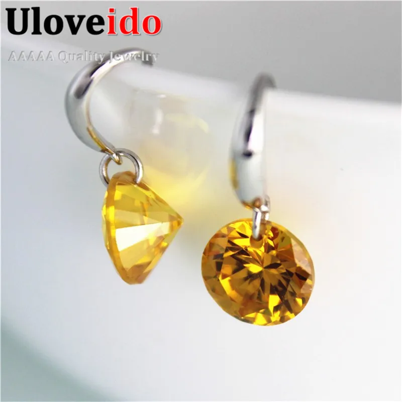 

Vintage Gift Girlfriend Silver Color Women Crystal Earrings 5 Colors Stones Earrings with Stone Wedding Pendientes 15% Off Y047