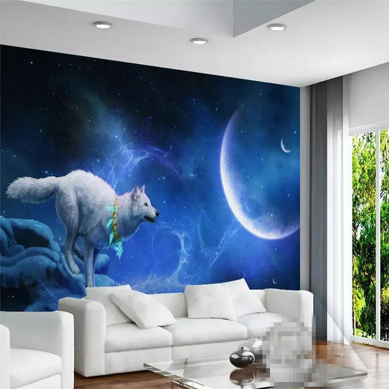 Magical Beautiful Moon Wolf Anime Landscape Wall Professional Production Mural Wholesale Wallpaper Mural Poster Photo Wall Fabric Textile Wallcoverings Aliexpress